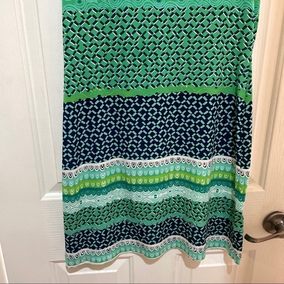 DONNA Morgan Shift Dress green short sleeve DM geometric design size small - Picture 4 of 5